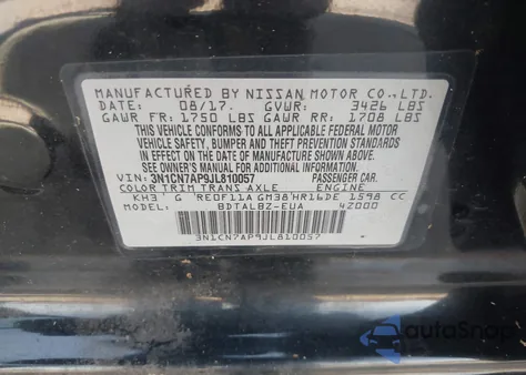 2018 Nissan Versa 1.6 Sv from USA, damaged, VIN 3N1CN7AP9JL810057